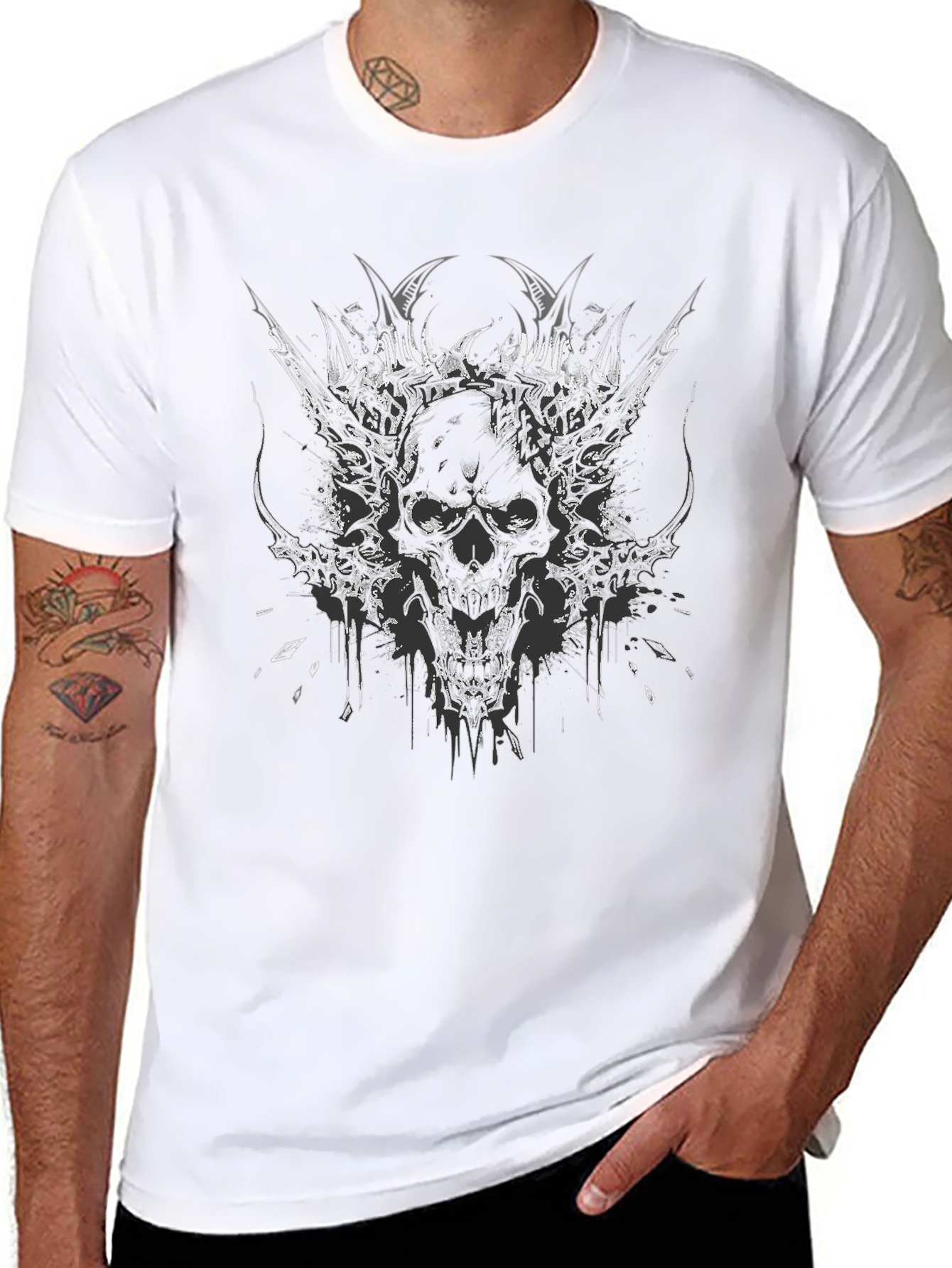 Dark Skull Graphic Tee - Metal Head Design
