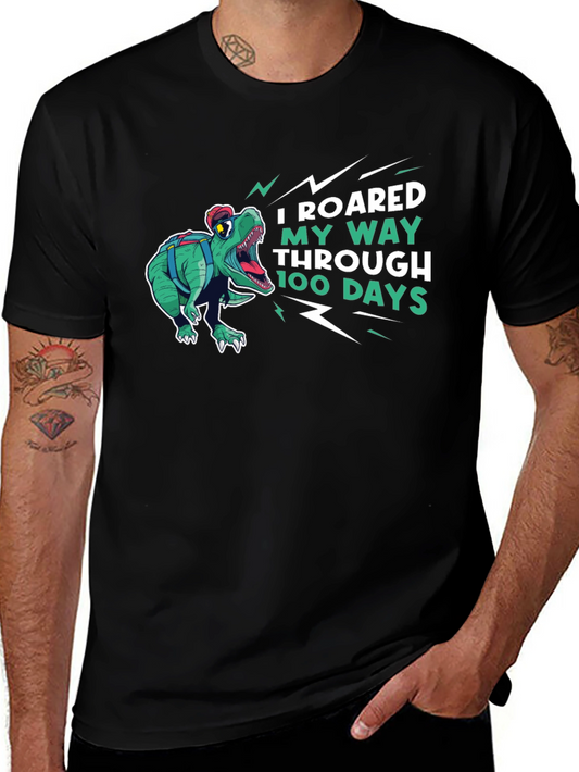 Roaring 100 Days T-Shirt - Dinosaur Design