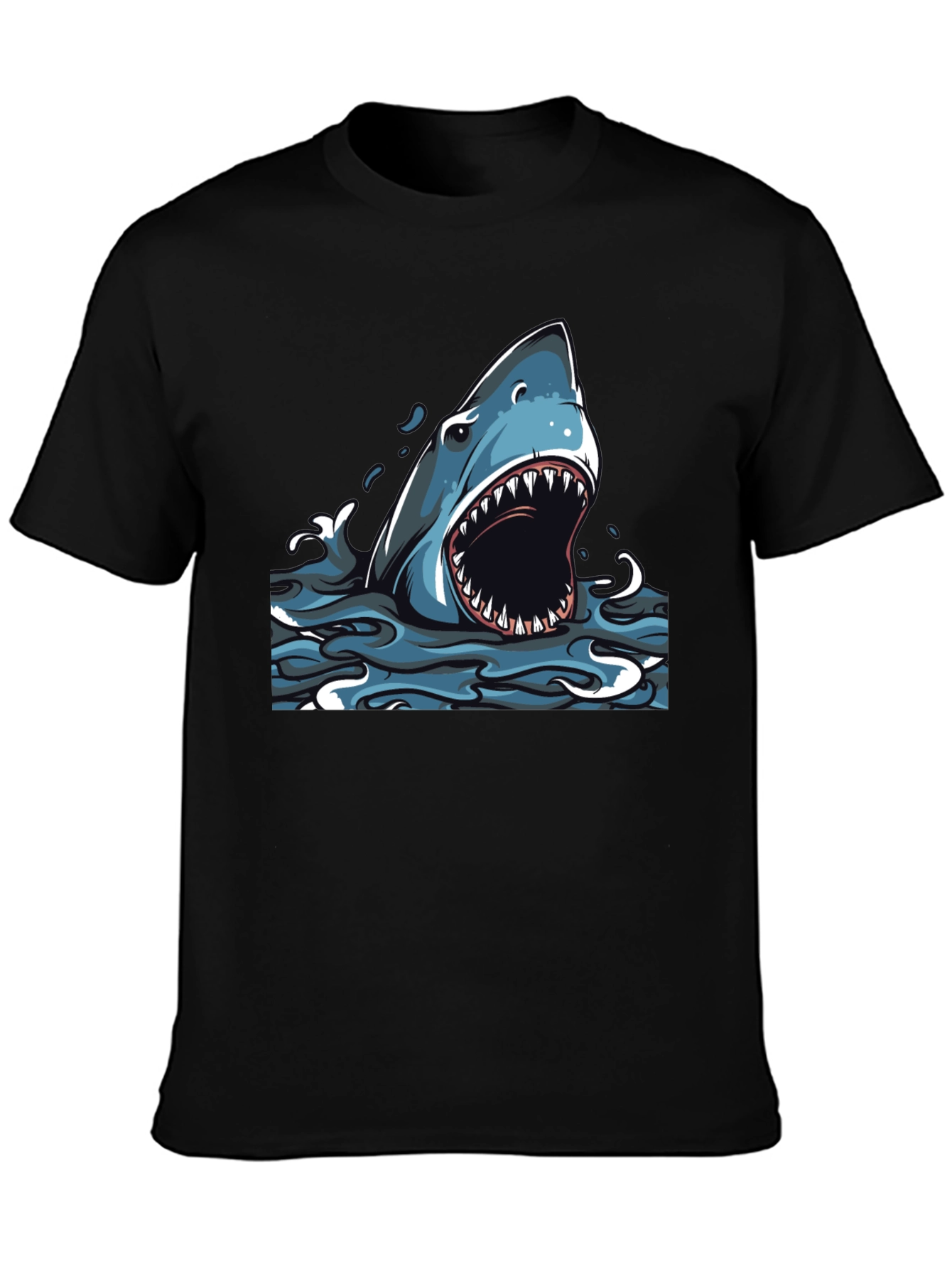 Shark Graphic Print Black T-Shirt