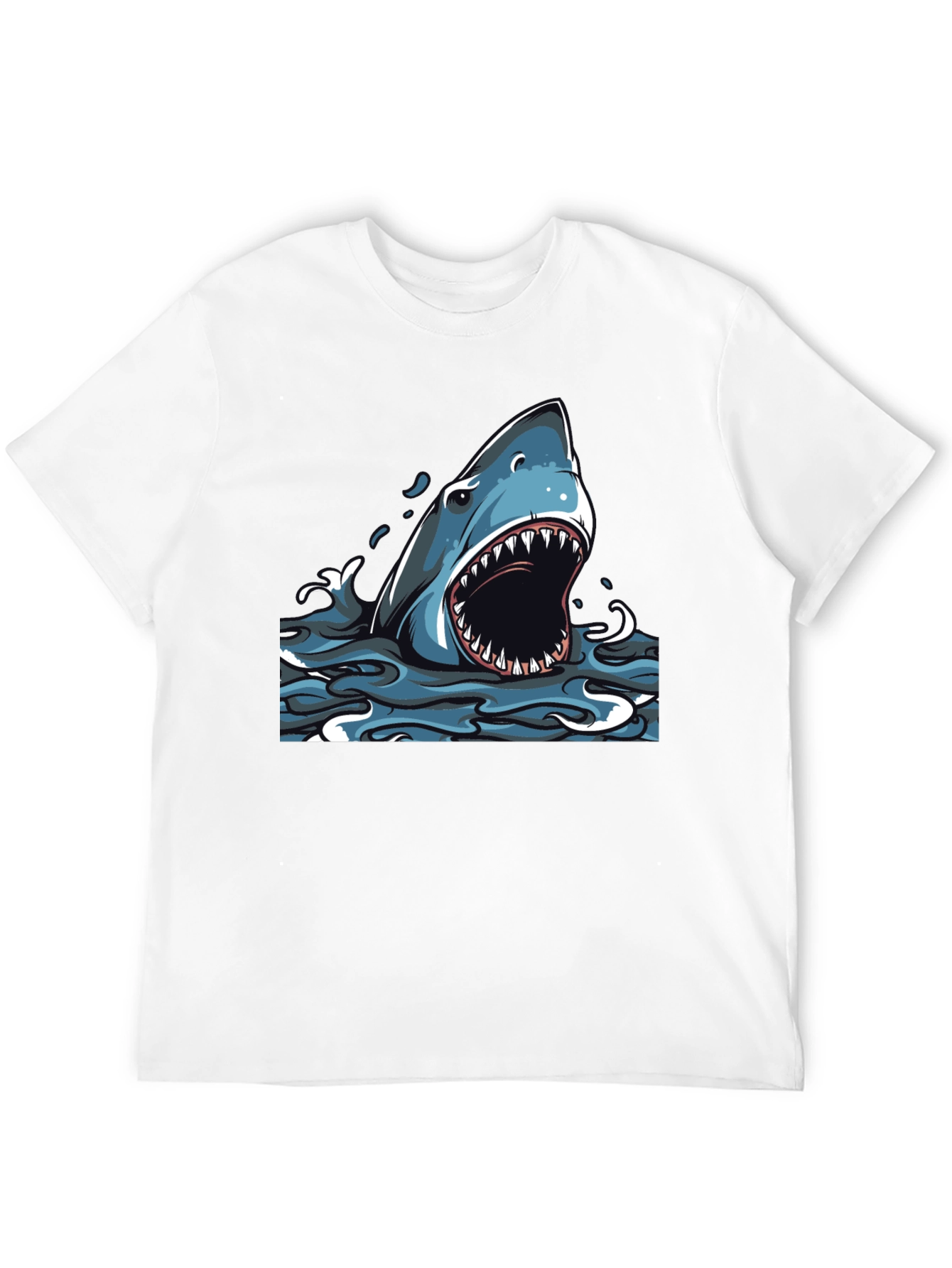 Shark Graphic Print Black T-Shirt