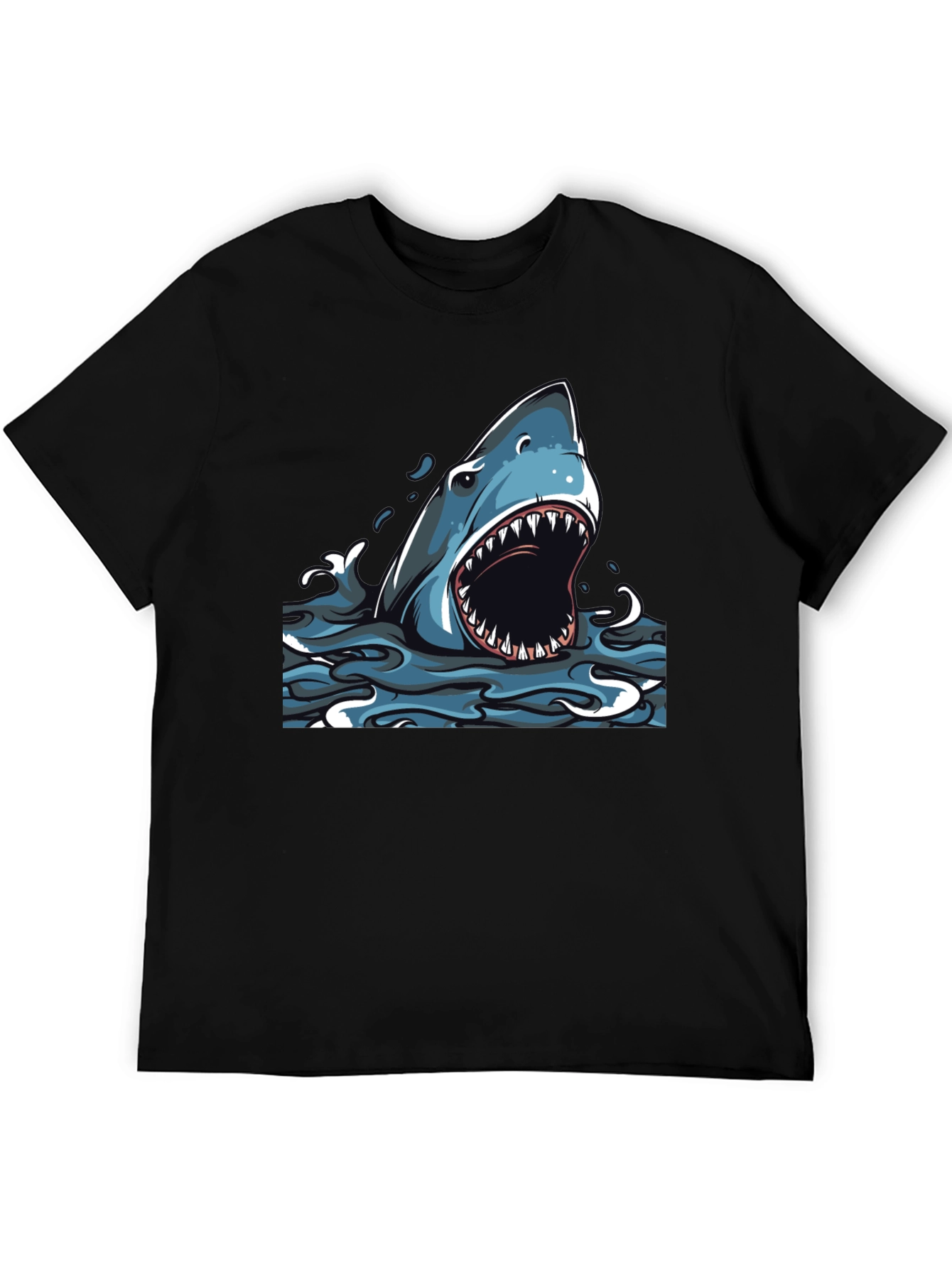 Shark Graphic Print Black T-Shirt