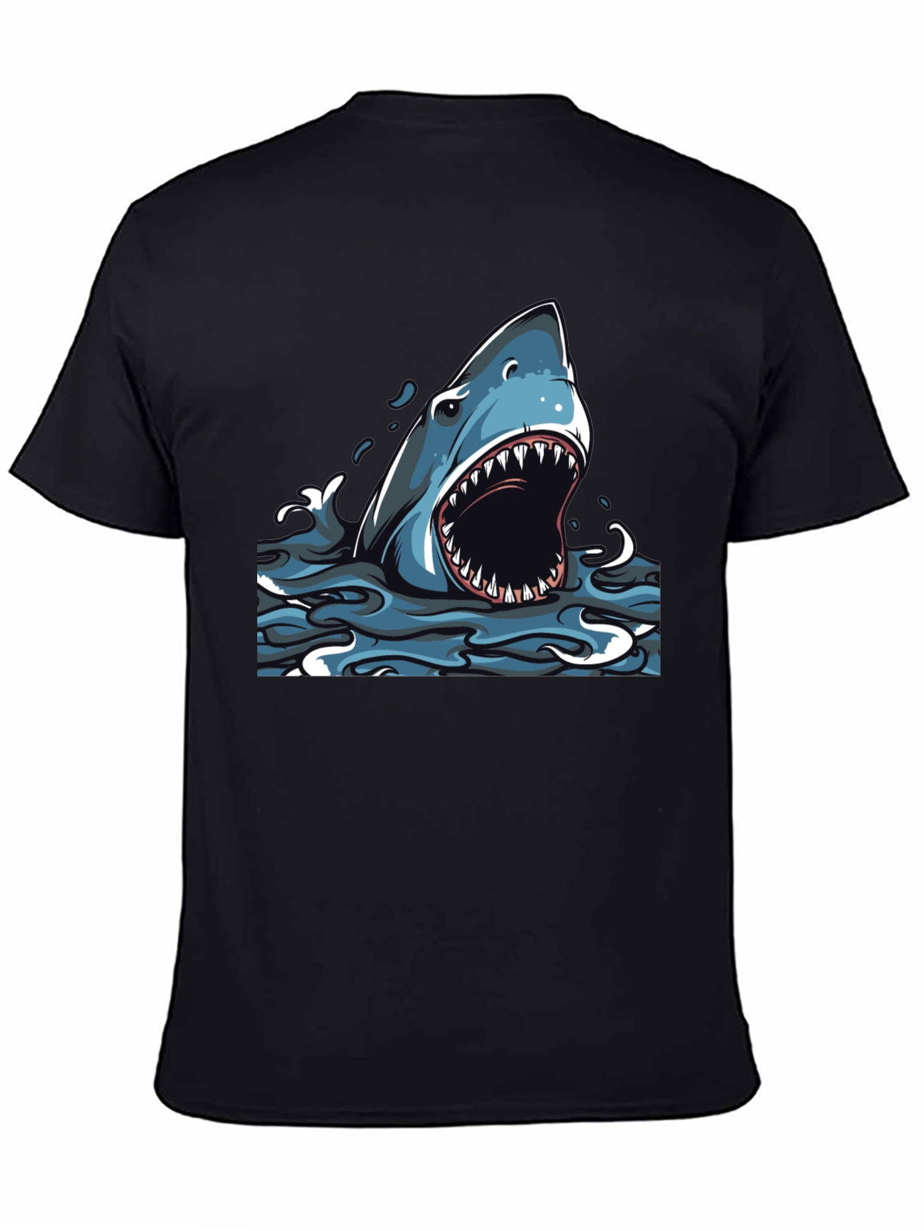 Shark Graphic Print Black T-Shirt