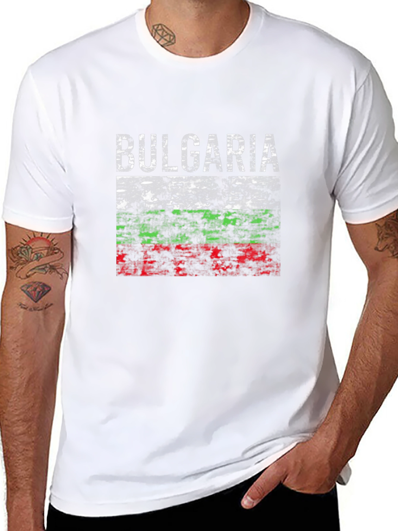 Bulgaria Flag Graphic Tee - Distressed Print