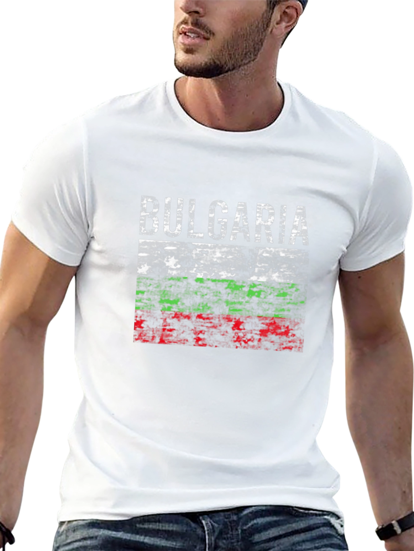 Bulgaria Flag Graphic Tee - Distressed Print