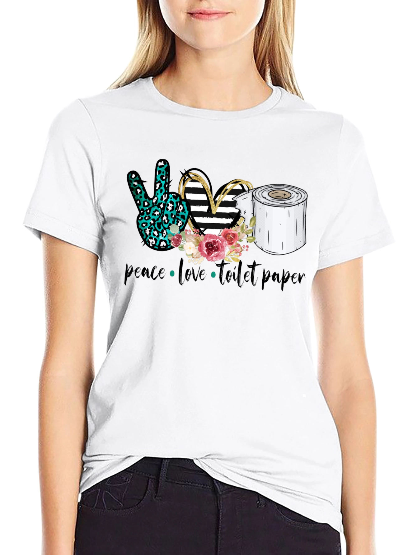 Peace Love Toilet Paper Graphic Tee