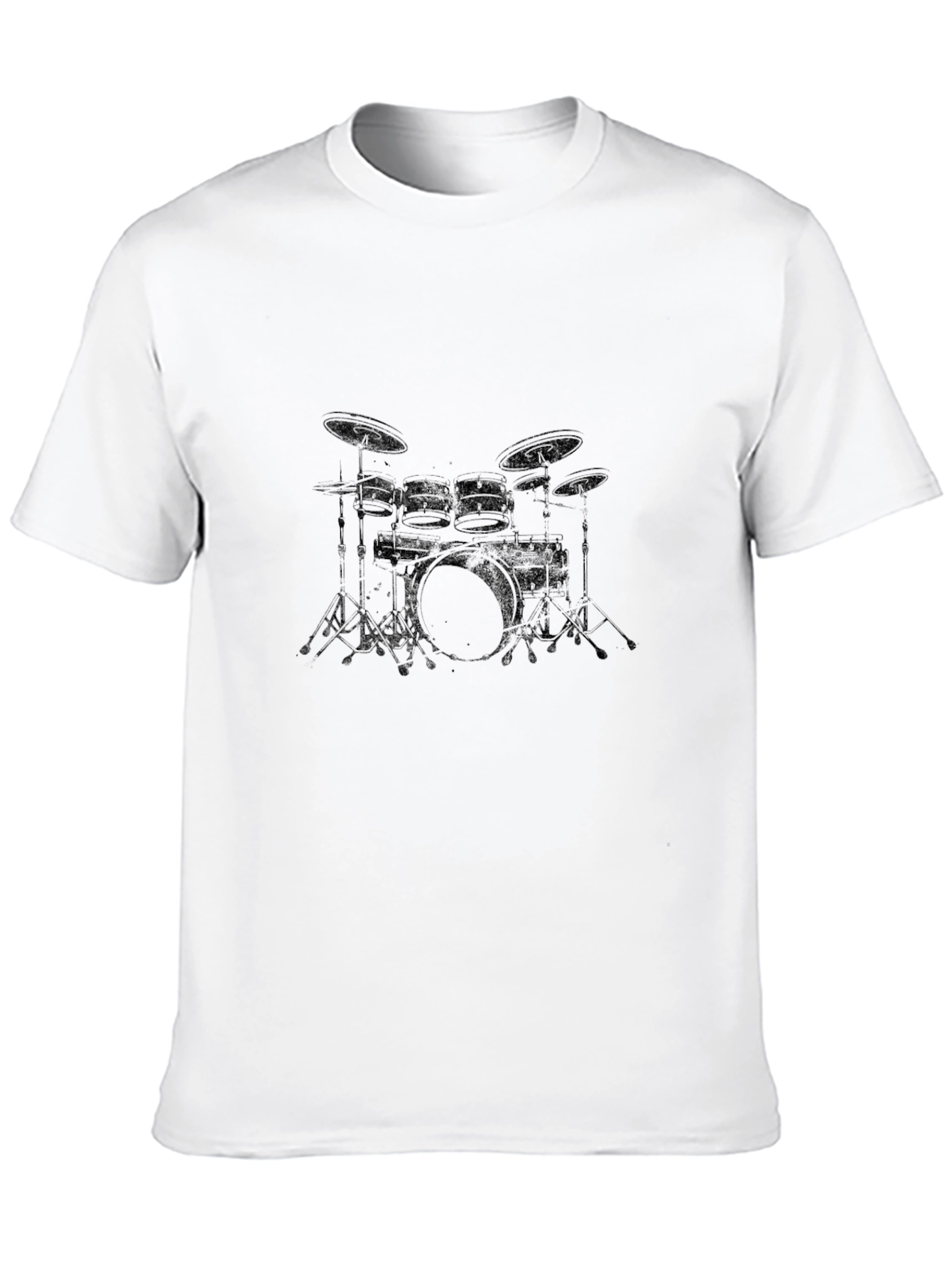 Drum Kit Graphic Tee - Black Cotton T-Shirt
