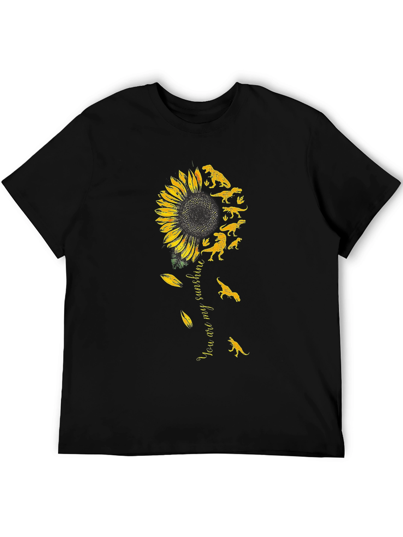 Dinosaur Sunflower Graphic Tee - Black