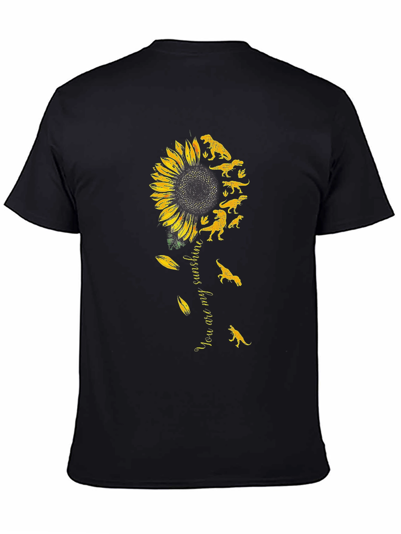 Dinosaur Sunflower Graphic Tee - Black