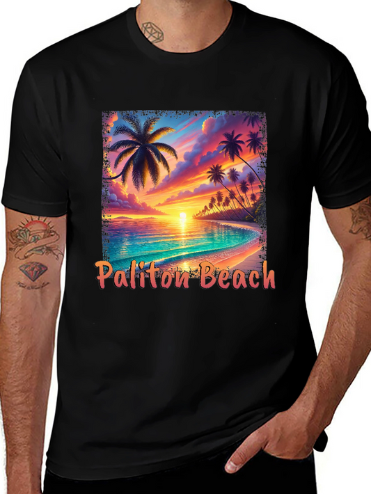 Paliton Beach Graphic Tee - Tropical Sunset Vibes