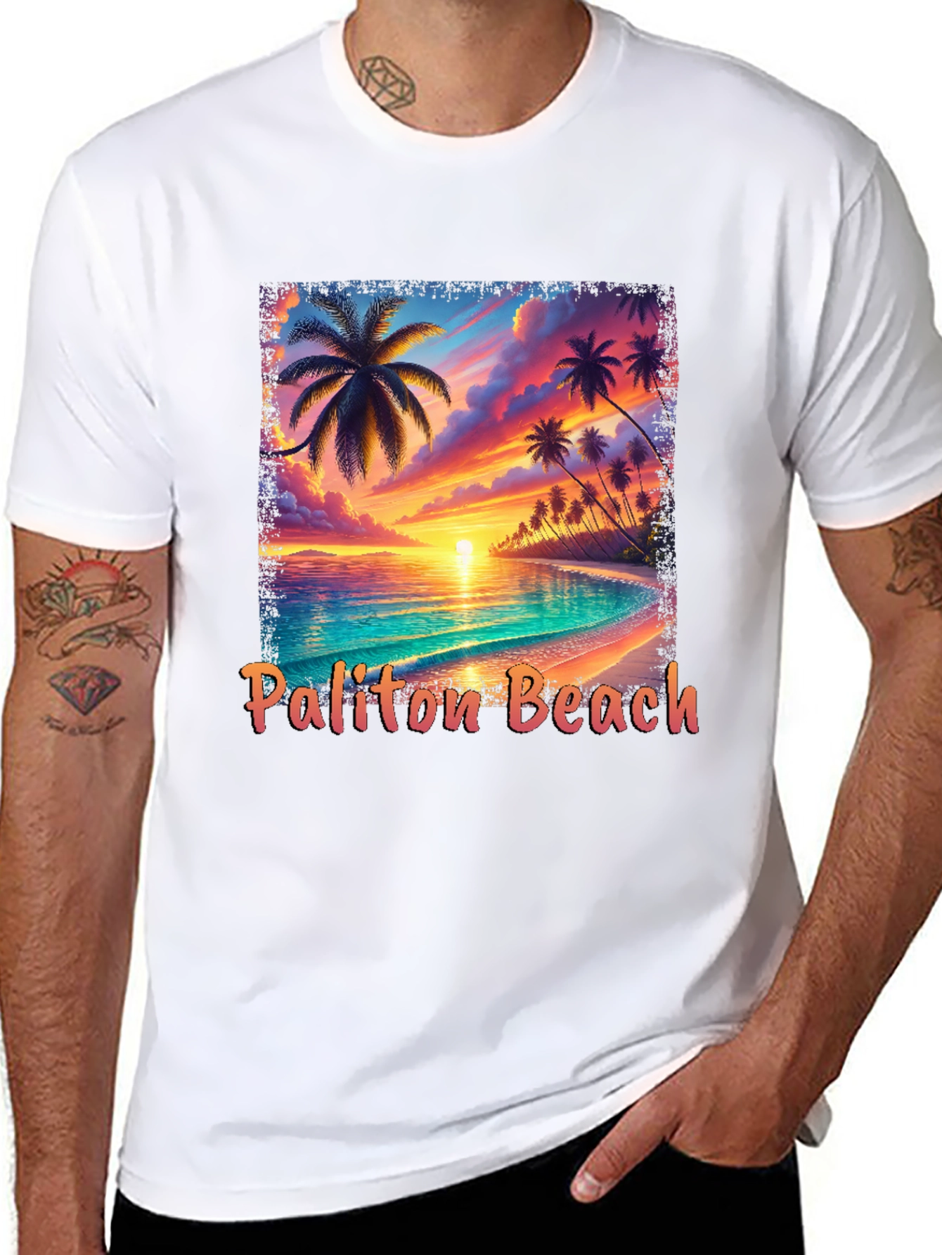 Paliton Beach Graphic Tee - Tropical Sunset Vibes
