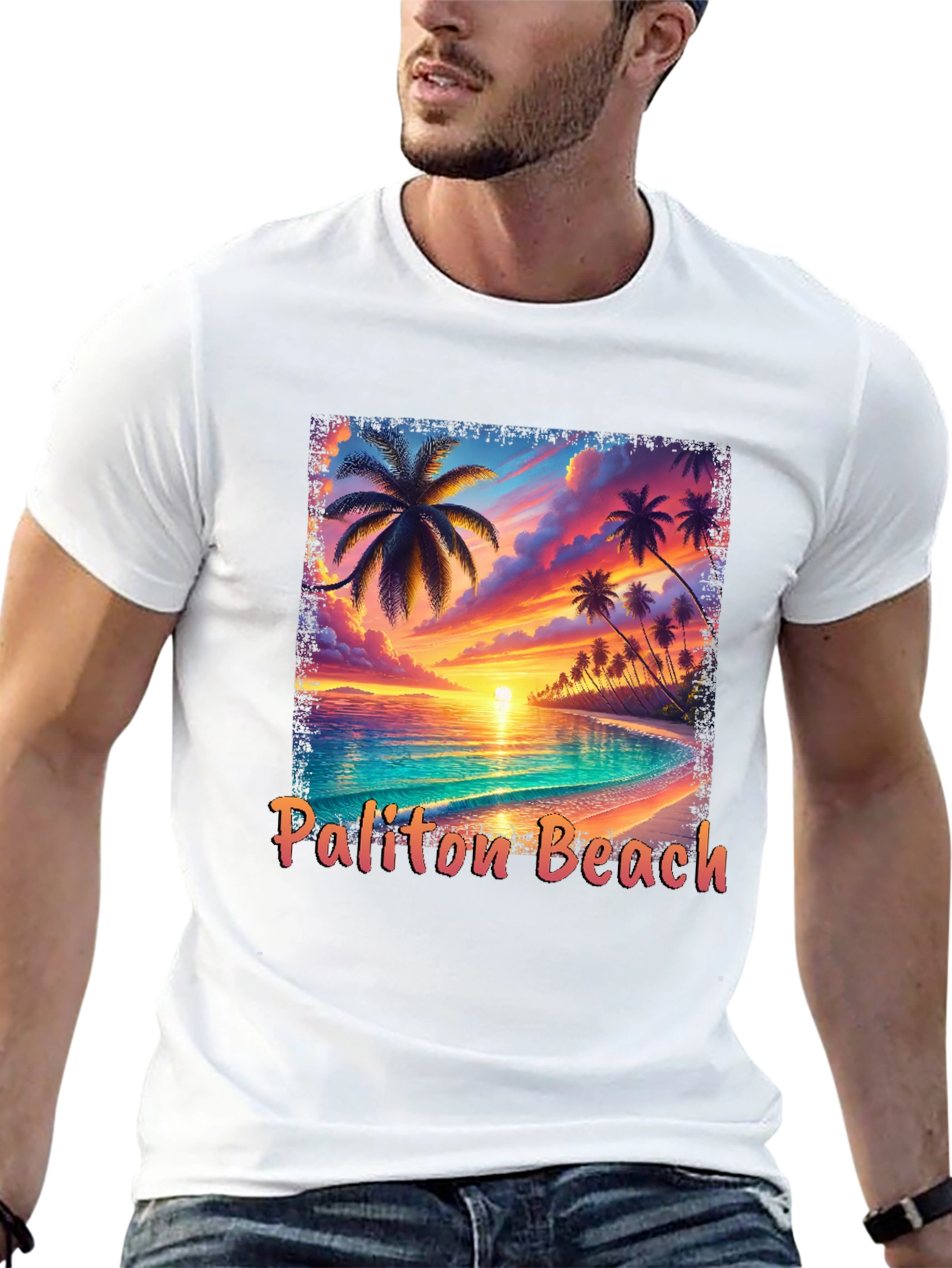 Paliton Beach Graphic Tee - Tropical Sunset Vibes
