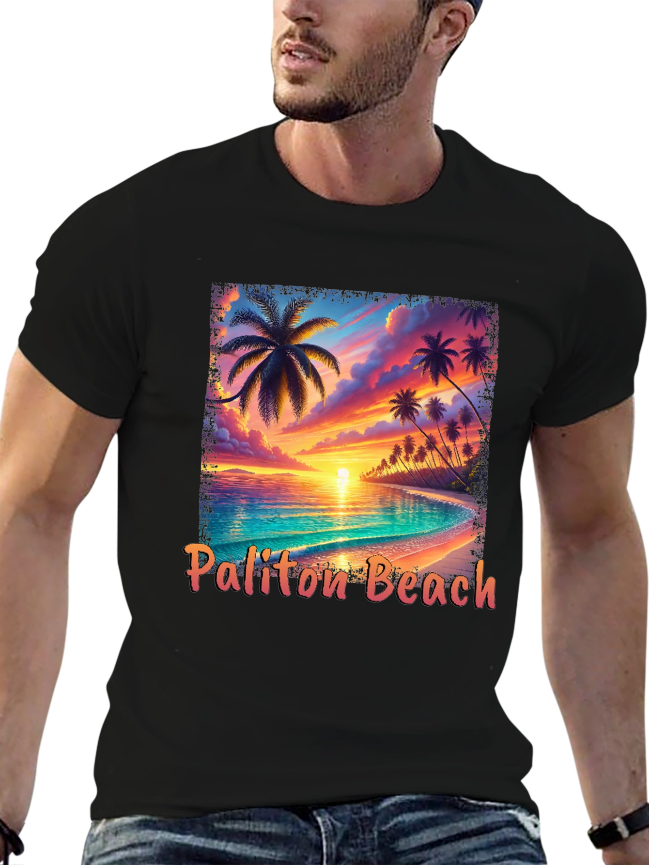 Paliton Beach Graphic Tee - Tropical Sunset Vibes
