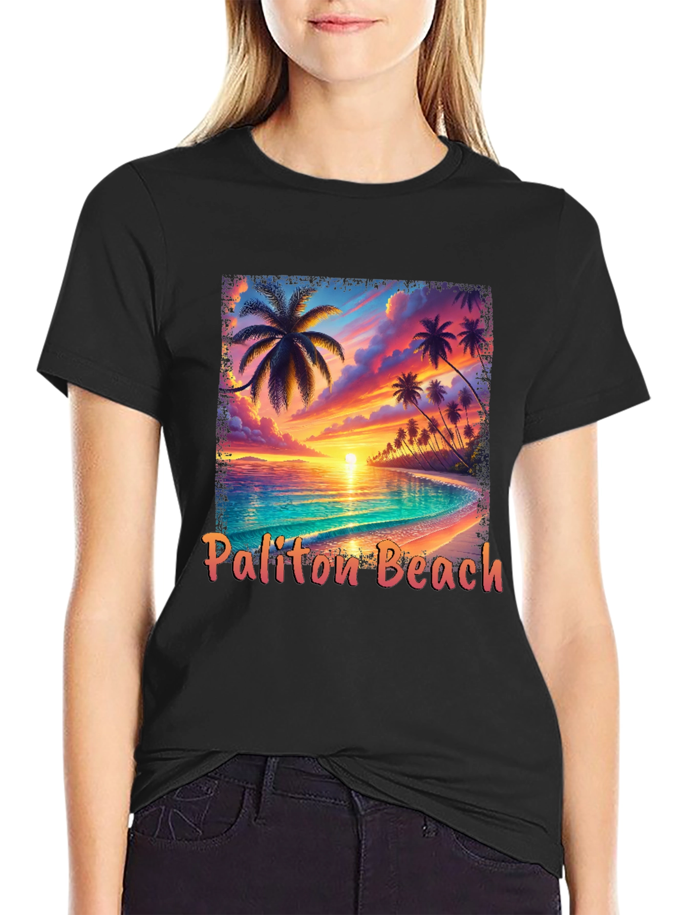 Paliton Beach Graphic Tee - Tropical Sunset Vibes