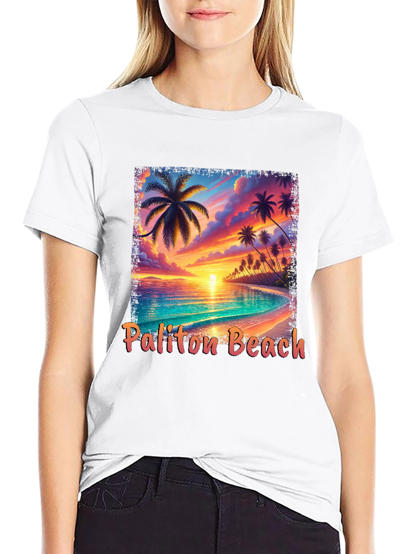 Paliton Beach Graphic Tee - Tropical Sunset Vibes