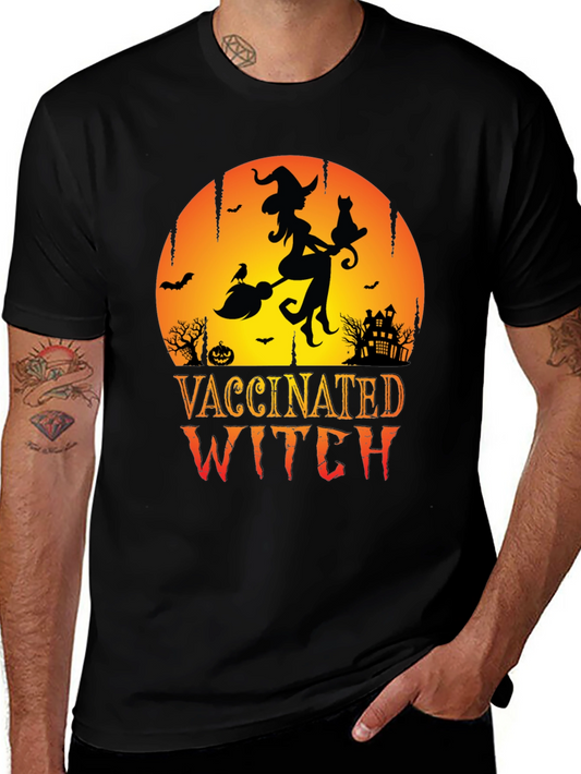 Vaccinated Witch Halloween T-Shirt