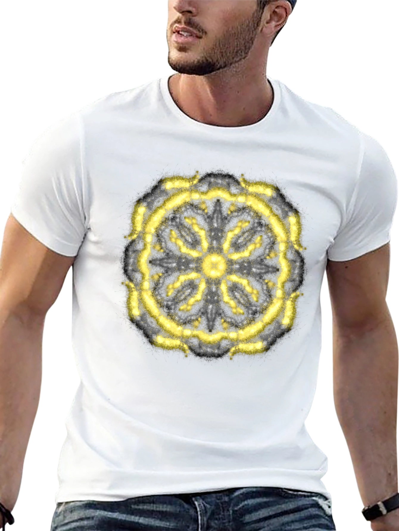 Abstract Mandala Graphic T-Shirt - Black
