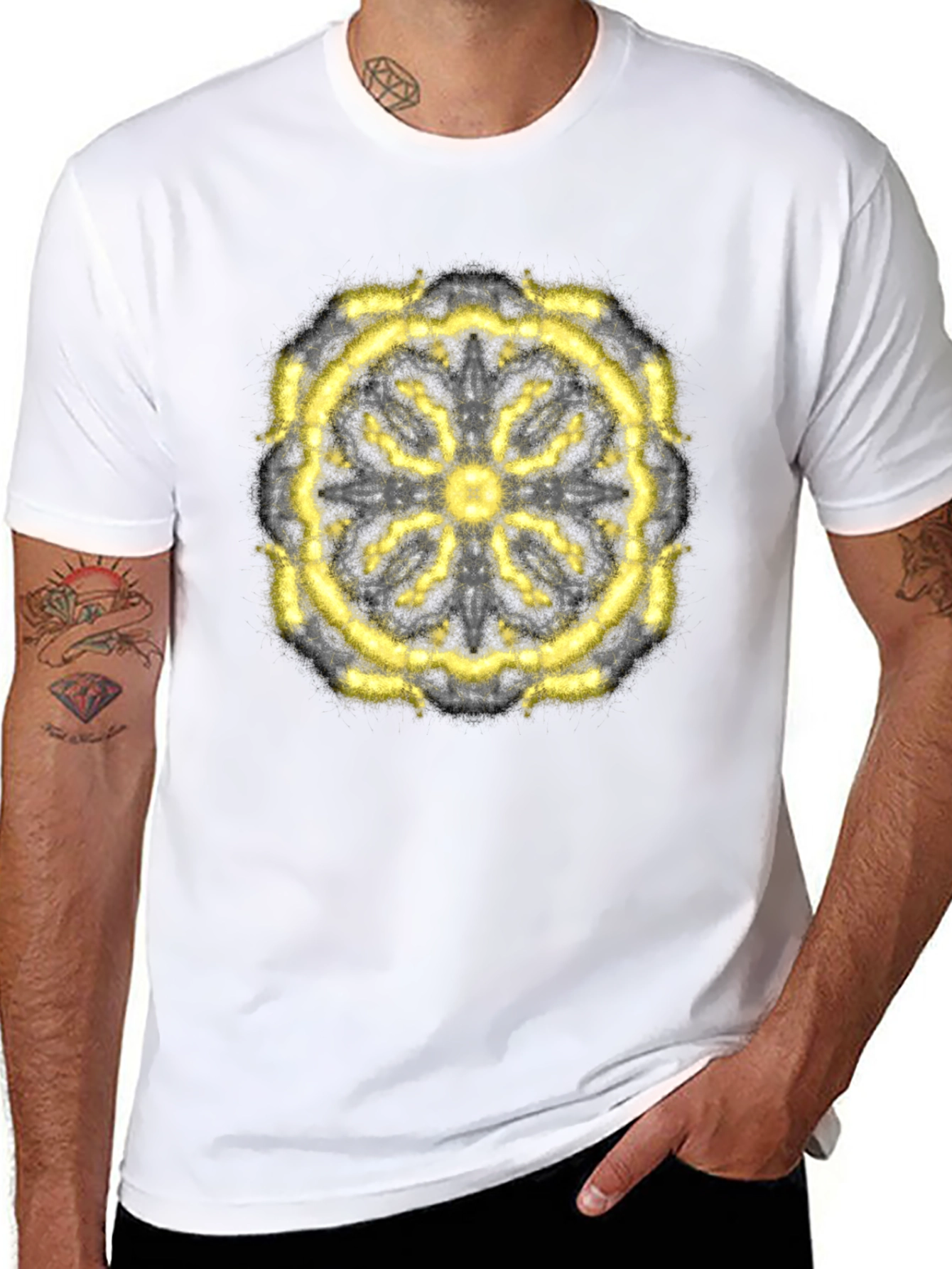 Abstract Mandala Graphic T-Shirt - Black