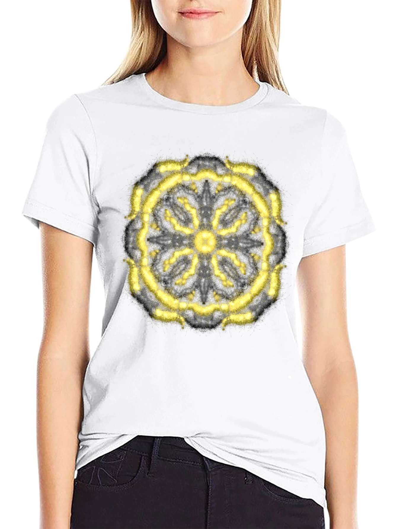 Abstract Mandala Graphic T-Shirt - Black