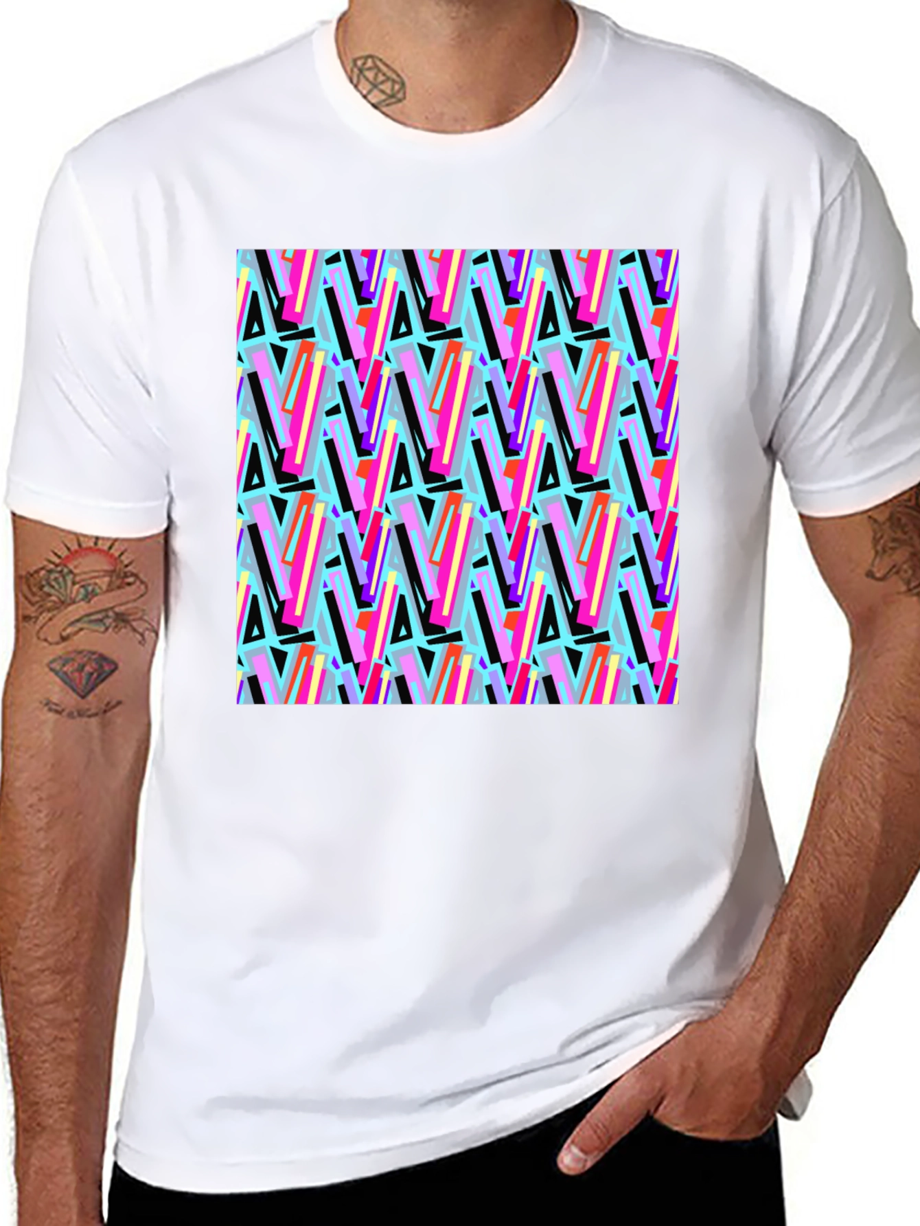 Retro Pattern Black T-Shirt