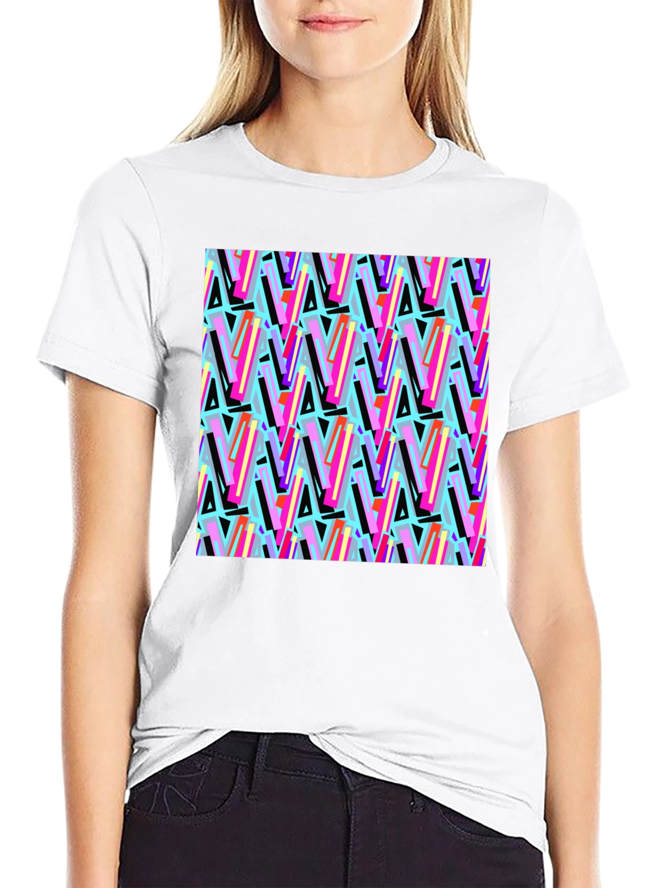 Retro Pattern Black T-Shirt
