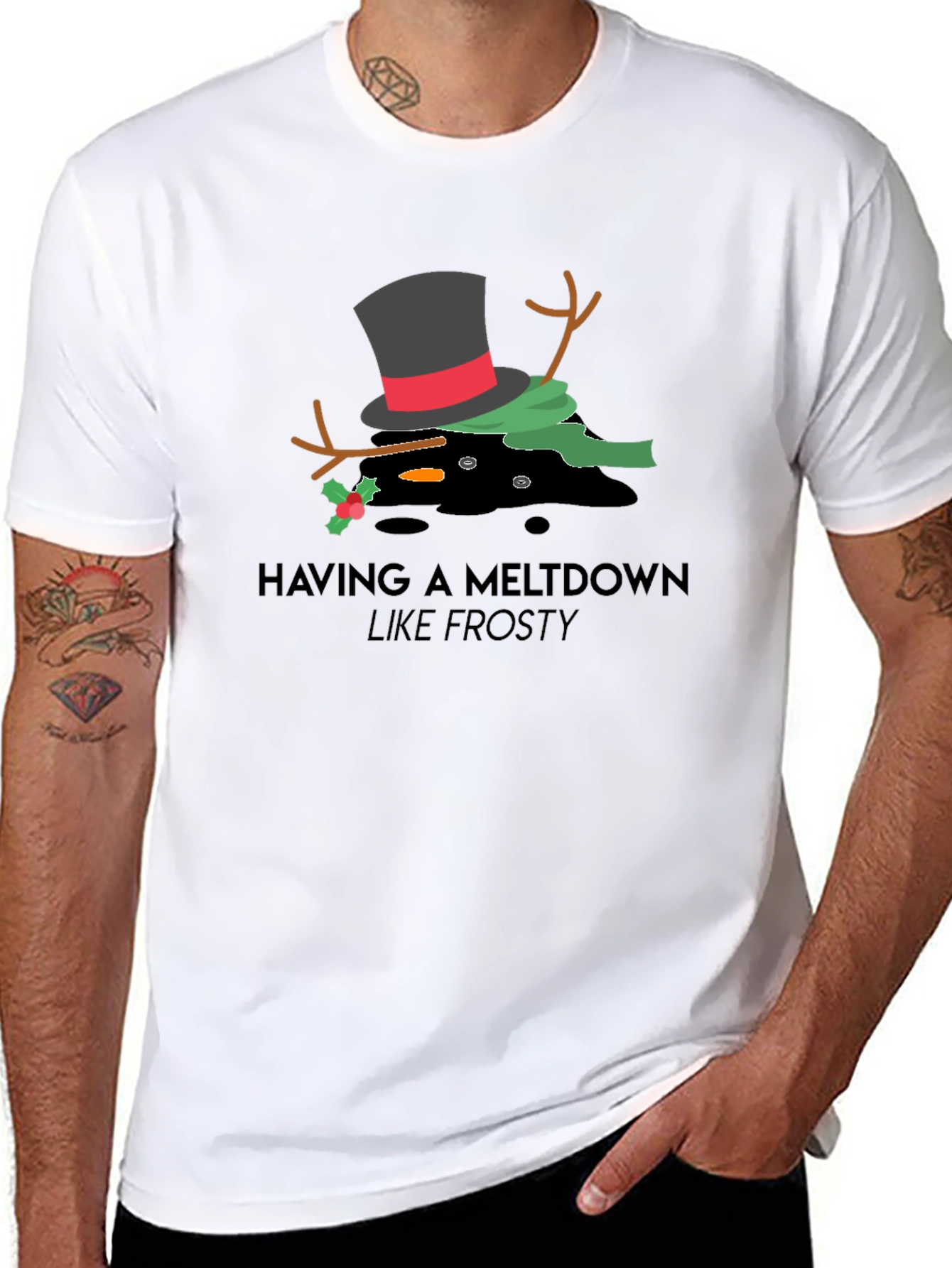 Melting Snowman Graphic Tee - Frosty Meltdown T-Shirt