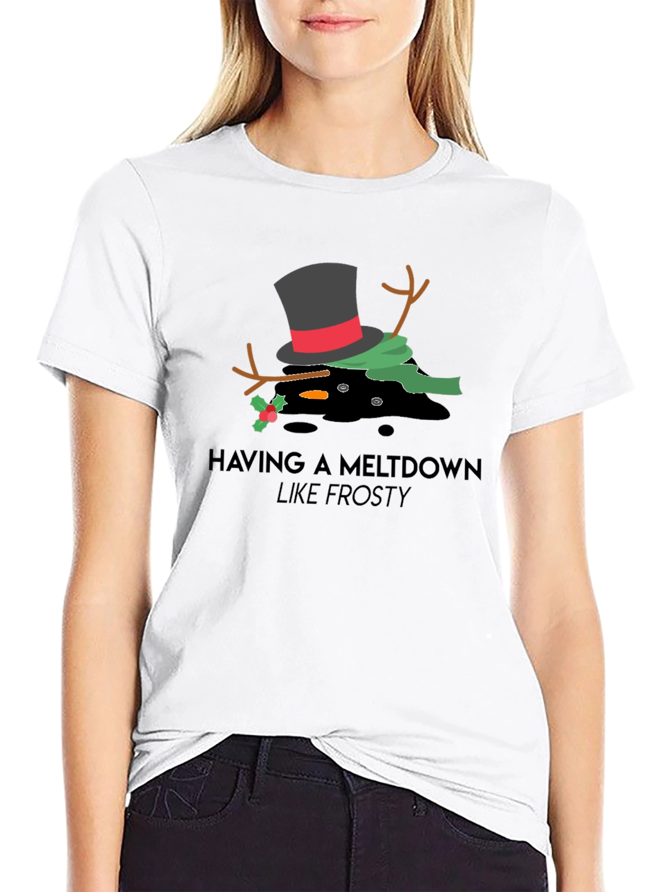 Melting Snowman Graphic Tee - Frosty Meltdown T-Shirt