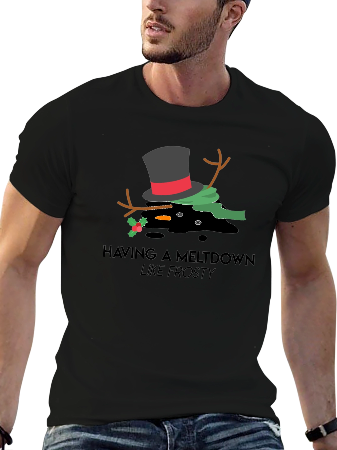 Melting Snowman Graphic Tee - Frosty Meltdown T-Shirt