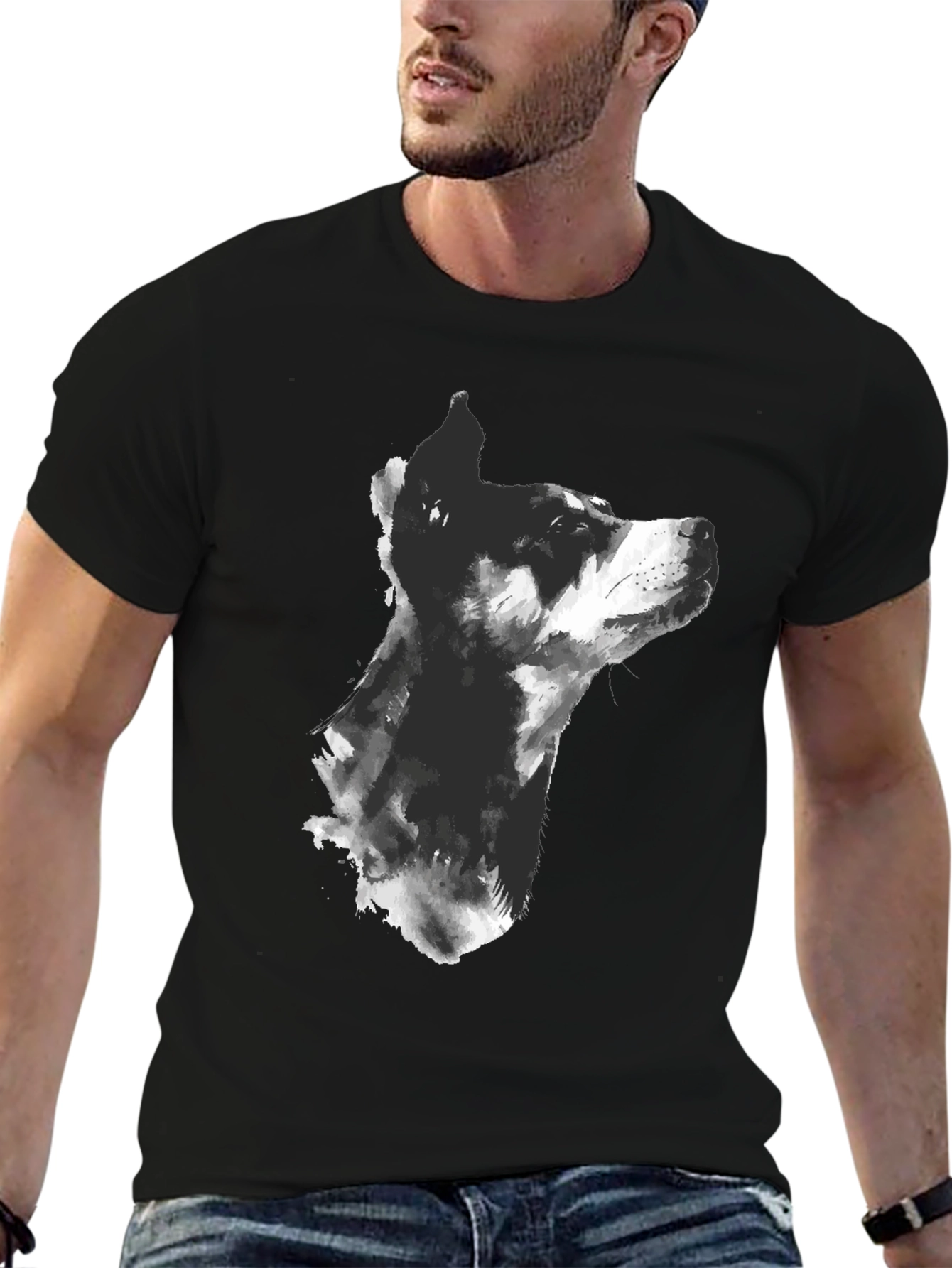 Dog Sketch Graphic T-Shirt - Mens Black Tee