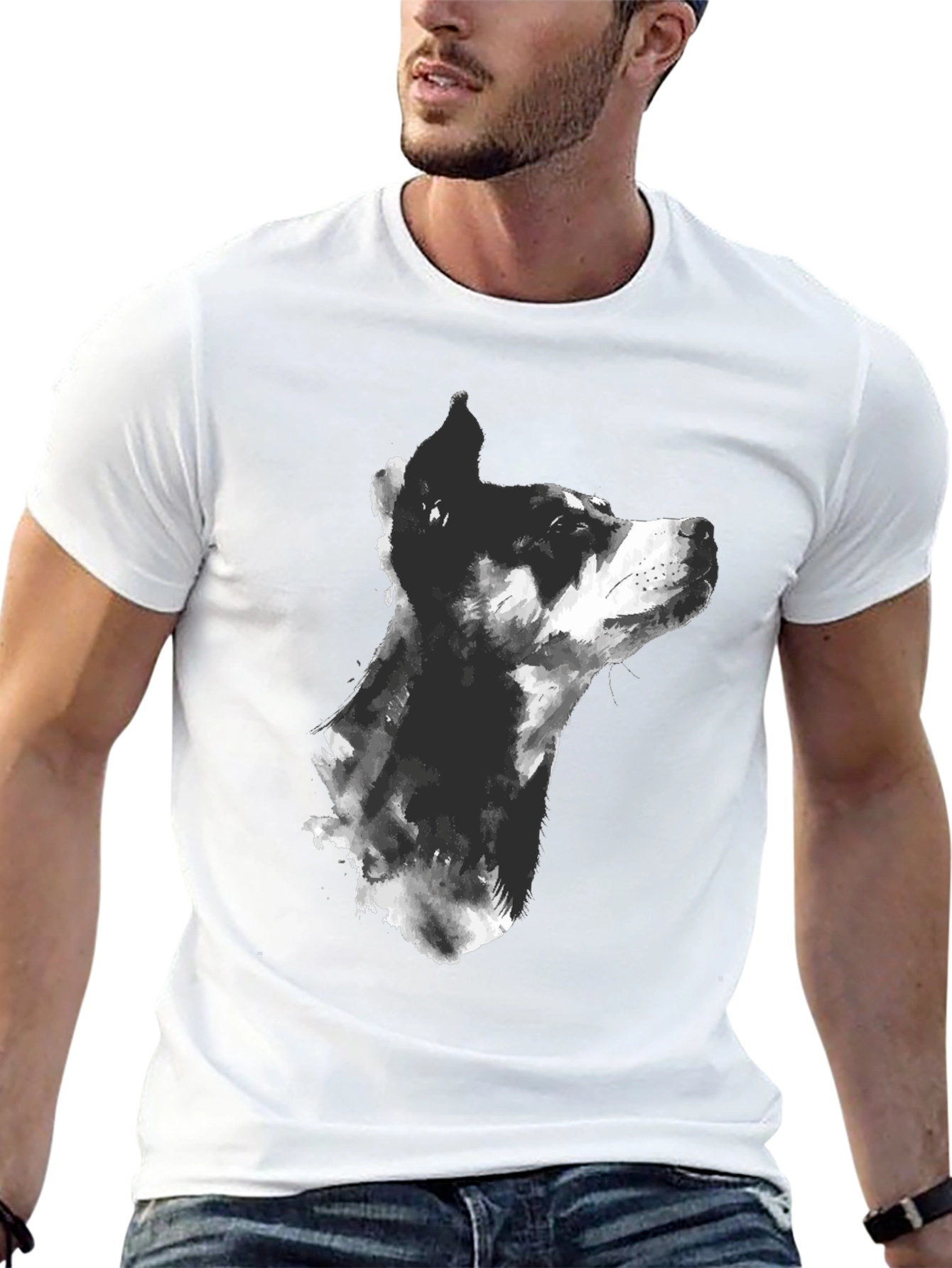 Dog Sketch Graphic T-Shirt - Mens Black Tee