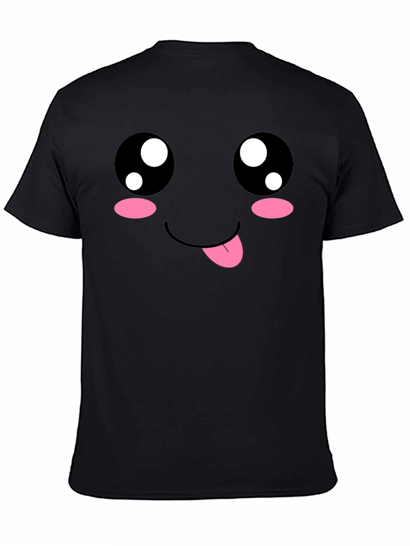 Kawaii Face Black T-Shirt - Cute Anime Style Tee