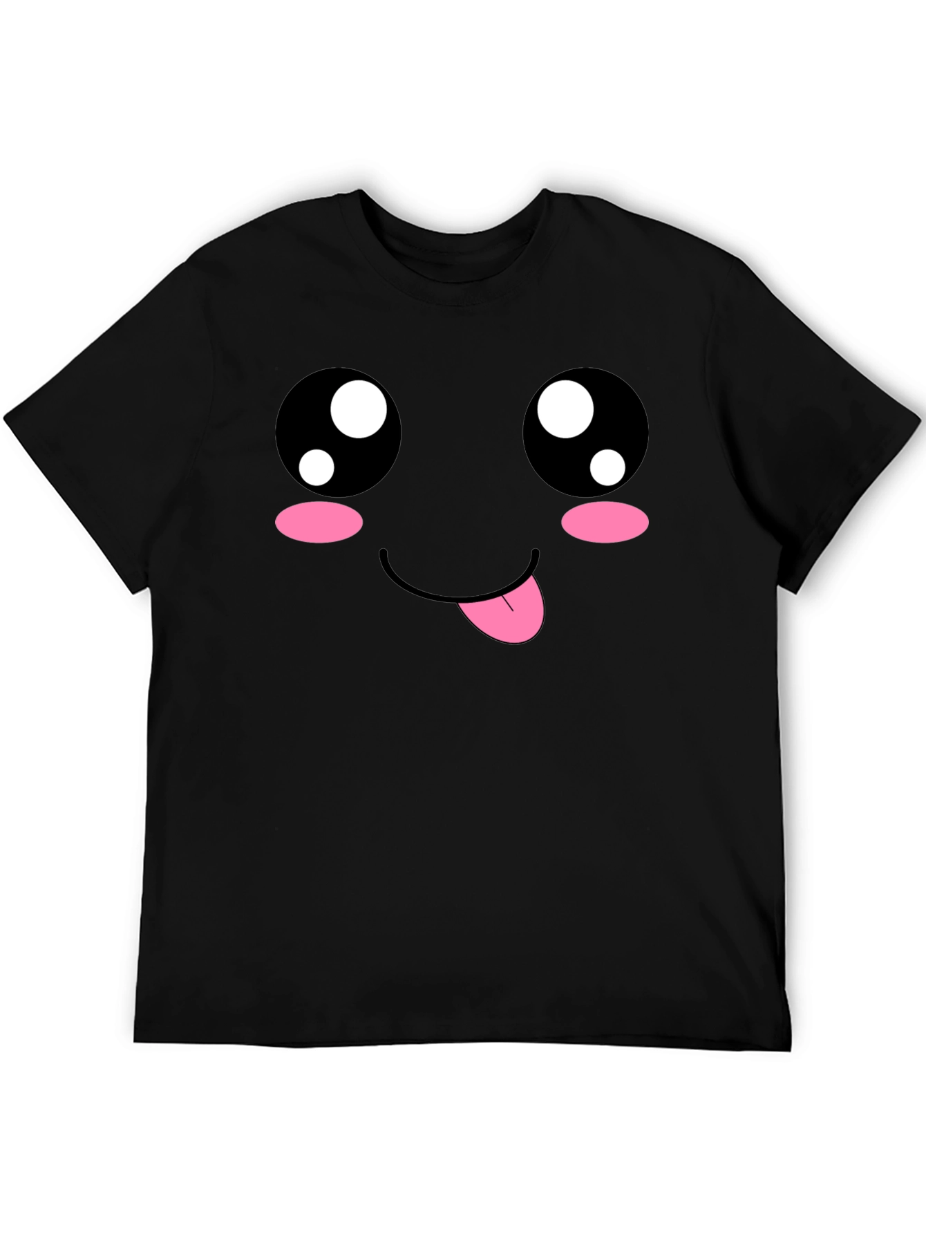Kawaii Face Black T-Shirt - Cute Anime Style Tee