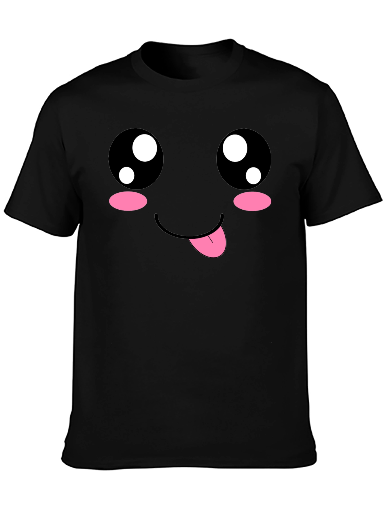 Kawaii Face Black T-Shirt - Cute Anime Style Tee