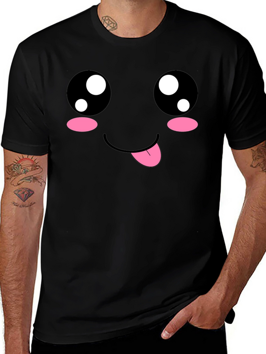 Kawaii Face Black T-Shirt - Cute Anime Style Tee