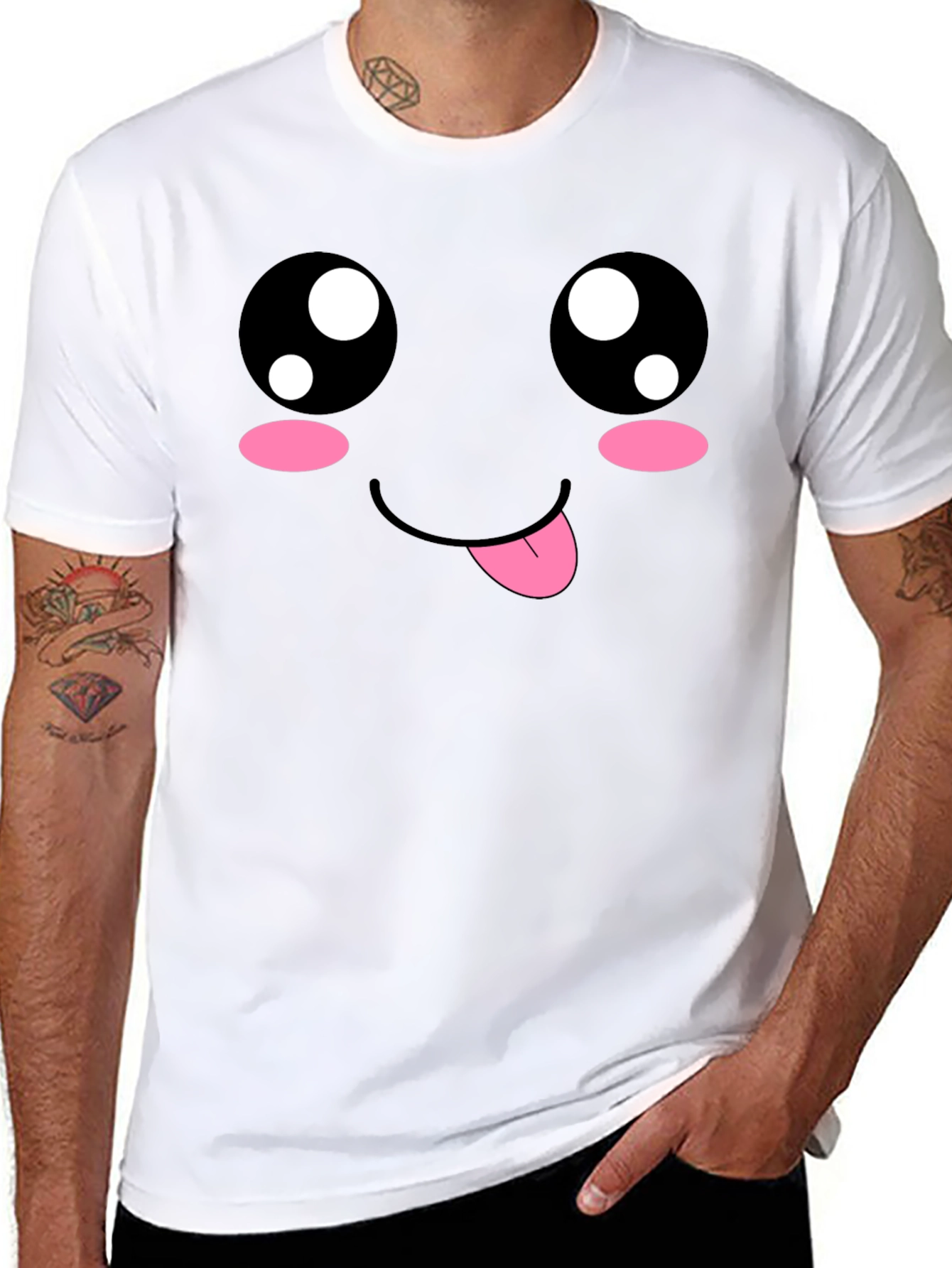 Kawaii Face Black T-Shirt - Cute Anime Style Tee