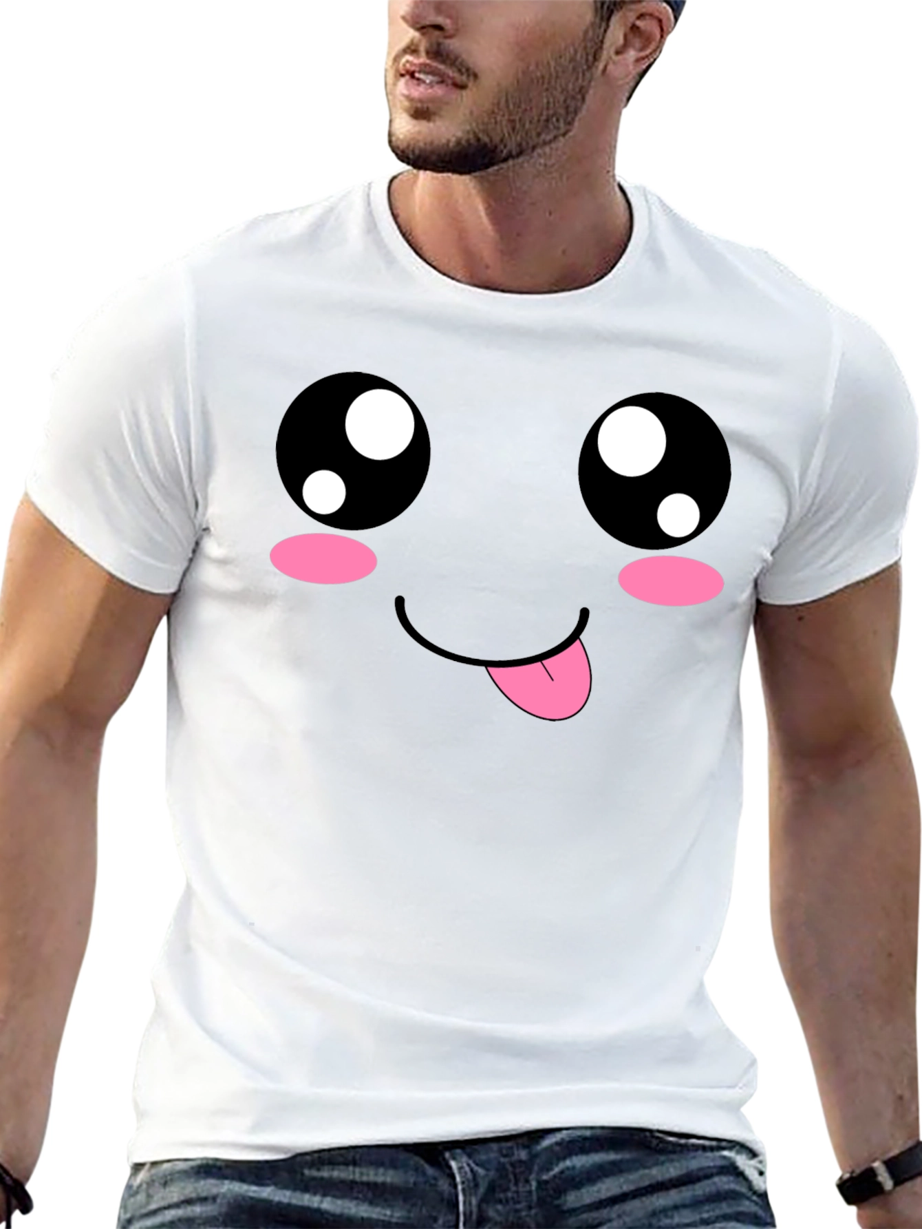 Kawaii Face Black T-Shirt - Cute Anime Style Tee