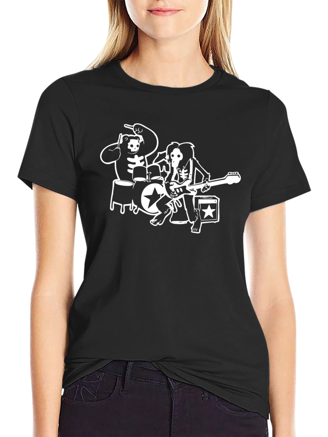 Skeleton Band Graphic T-Shirt - Rock & Roll Style