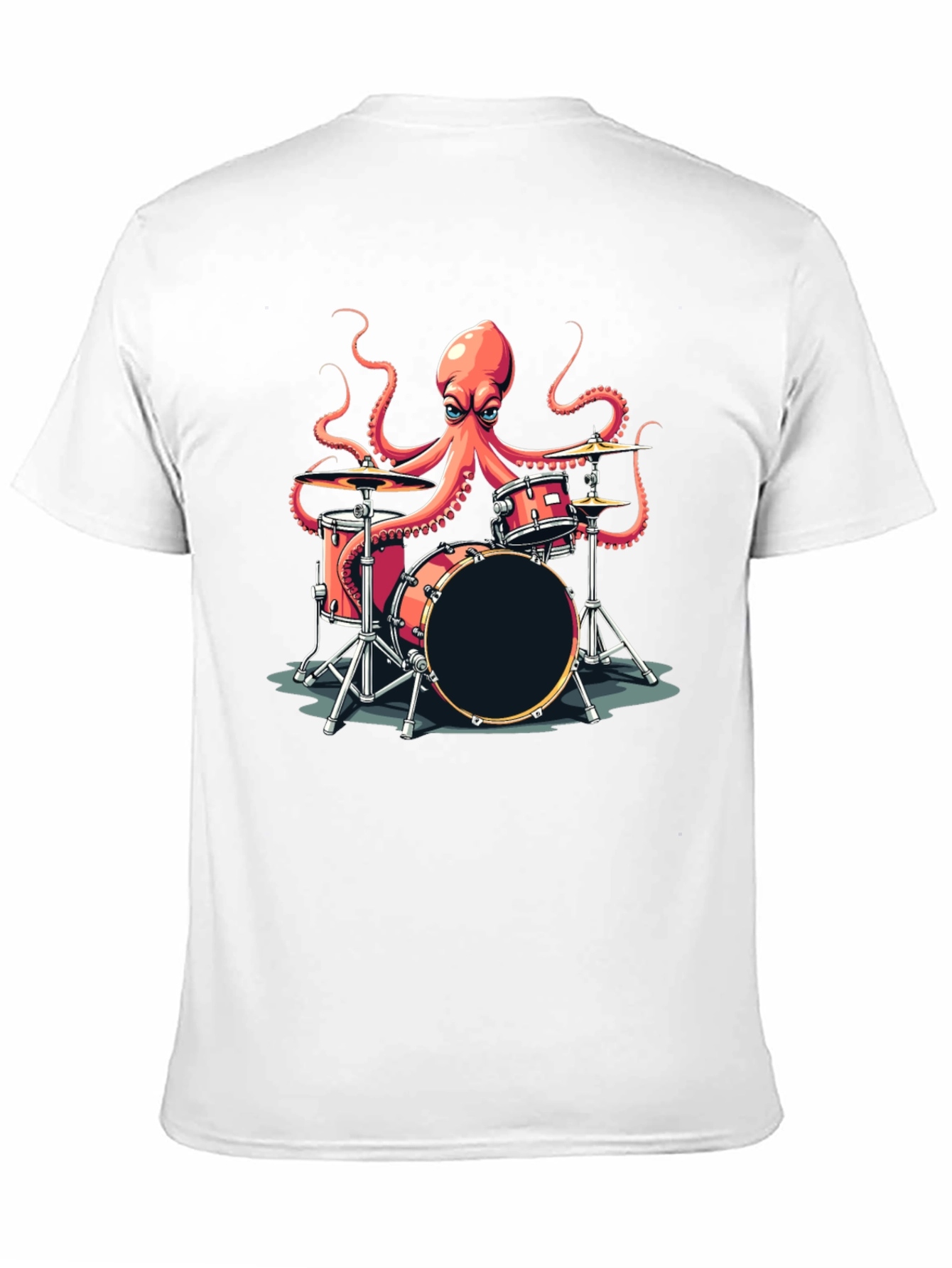 Octopus Drummer Graphic T-Shirt - Black