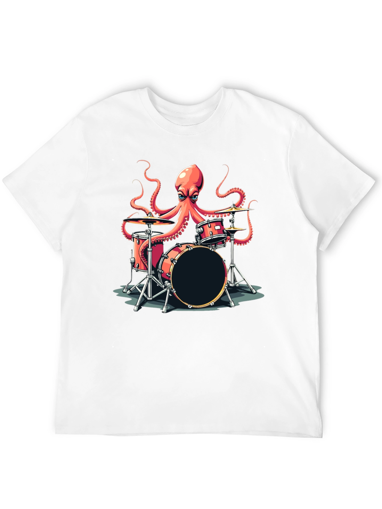 Octopus Drummer Graphic T-Shirt - Black