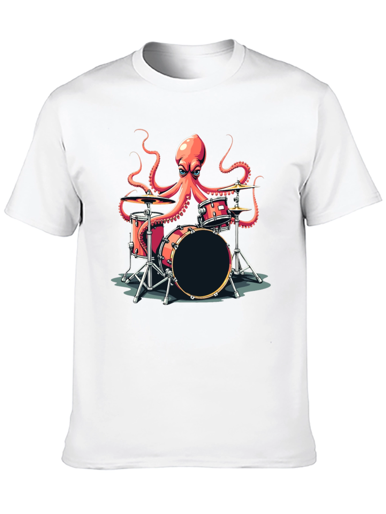 Octopus Drummer Graphic T-Shirt - Black