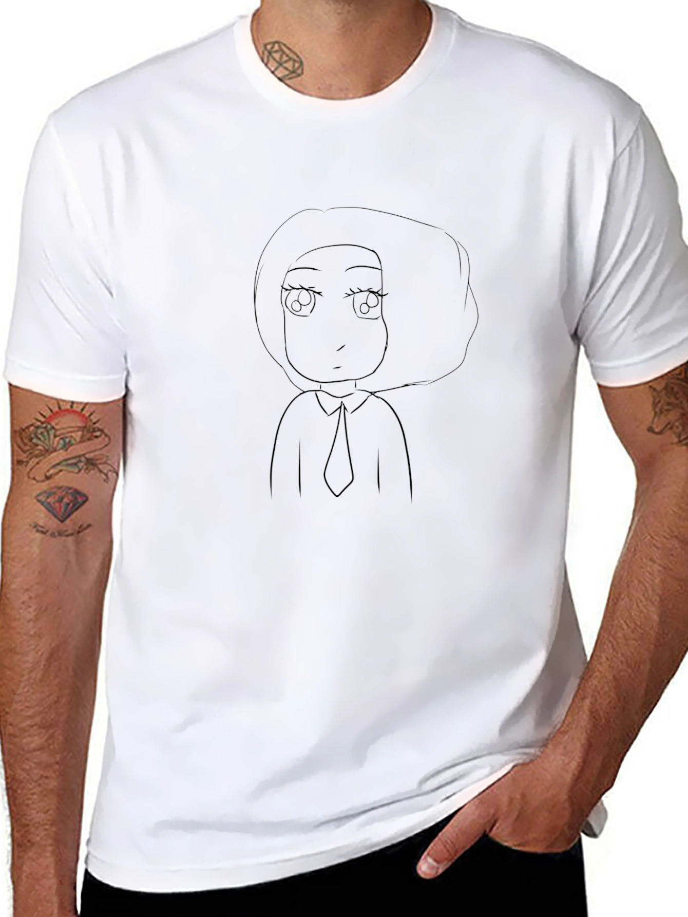 Anime Style Graphic Tee - Black