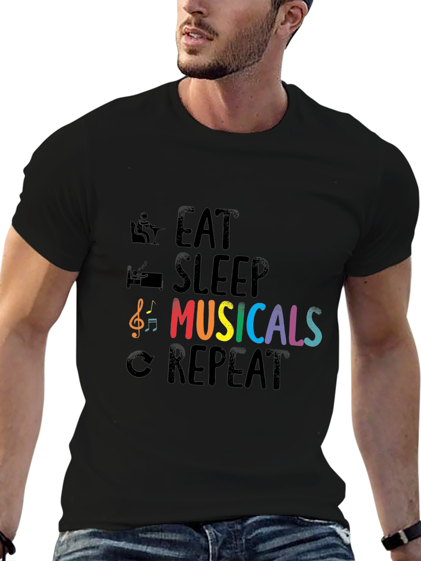 Eat Sleep Musicals Repeat T-Shirt - Music Lover Tee