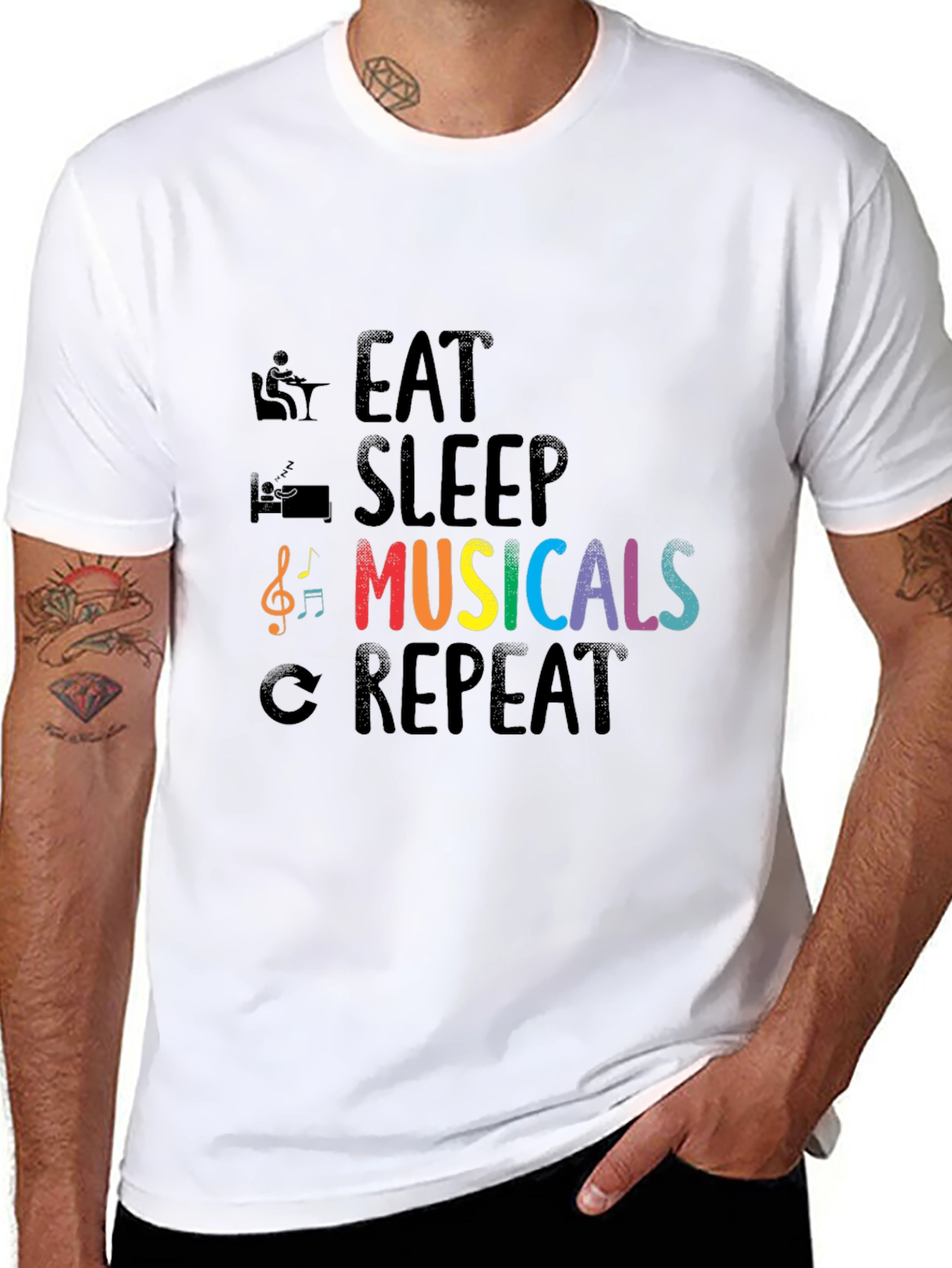 Eat Sleep Musicals Repeat T-Shirt - Music Lover Tee