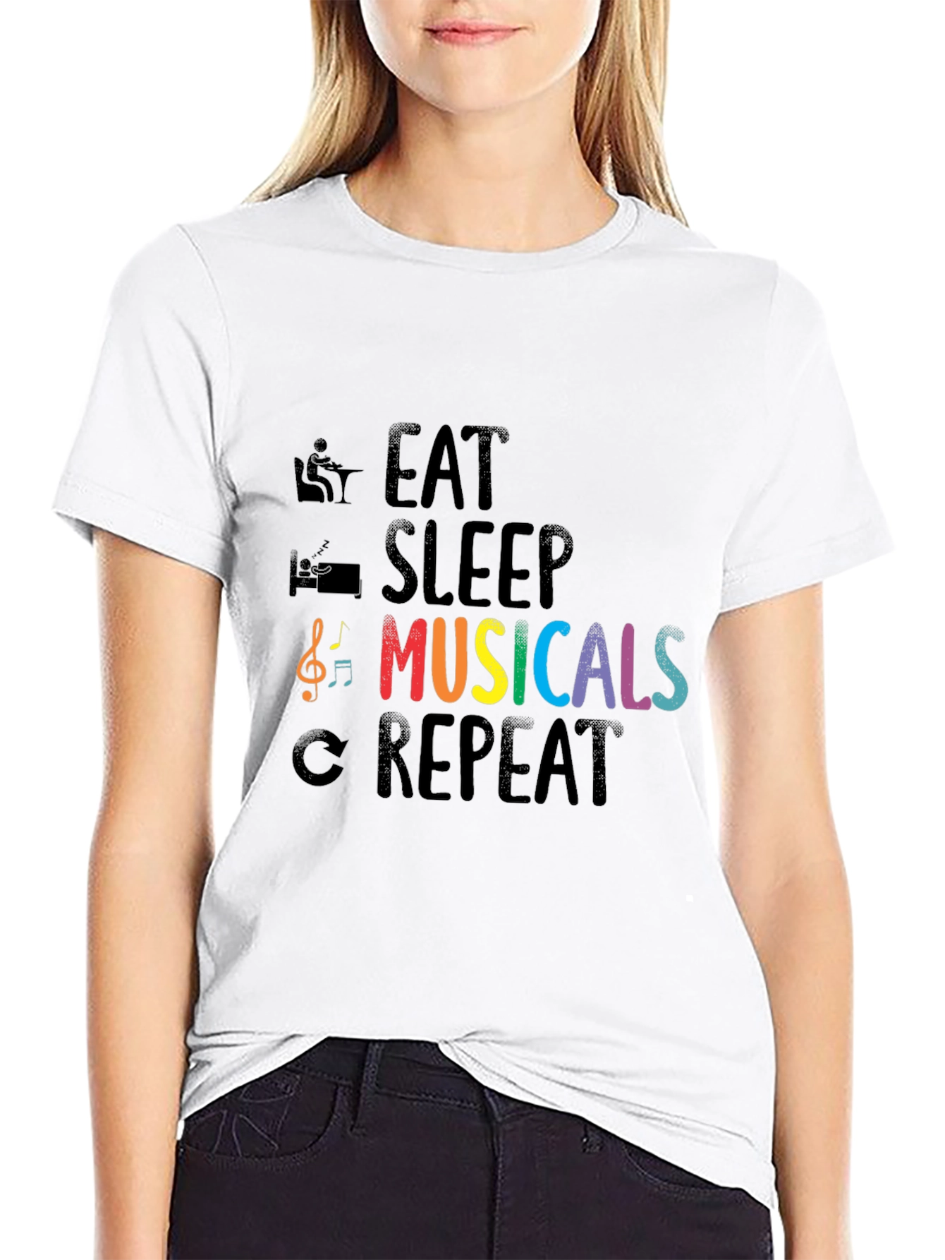 Eat Sleep Musicals Repeat T-Shirt - Music Lover Tee