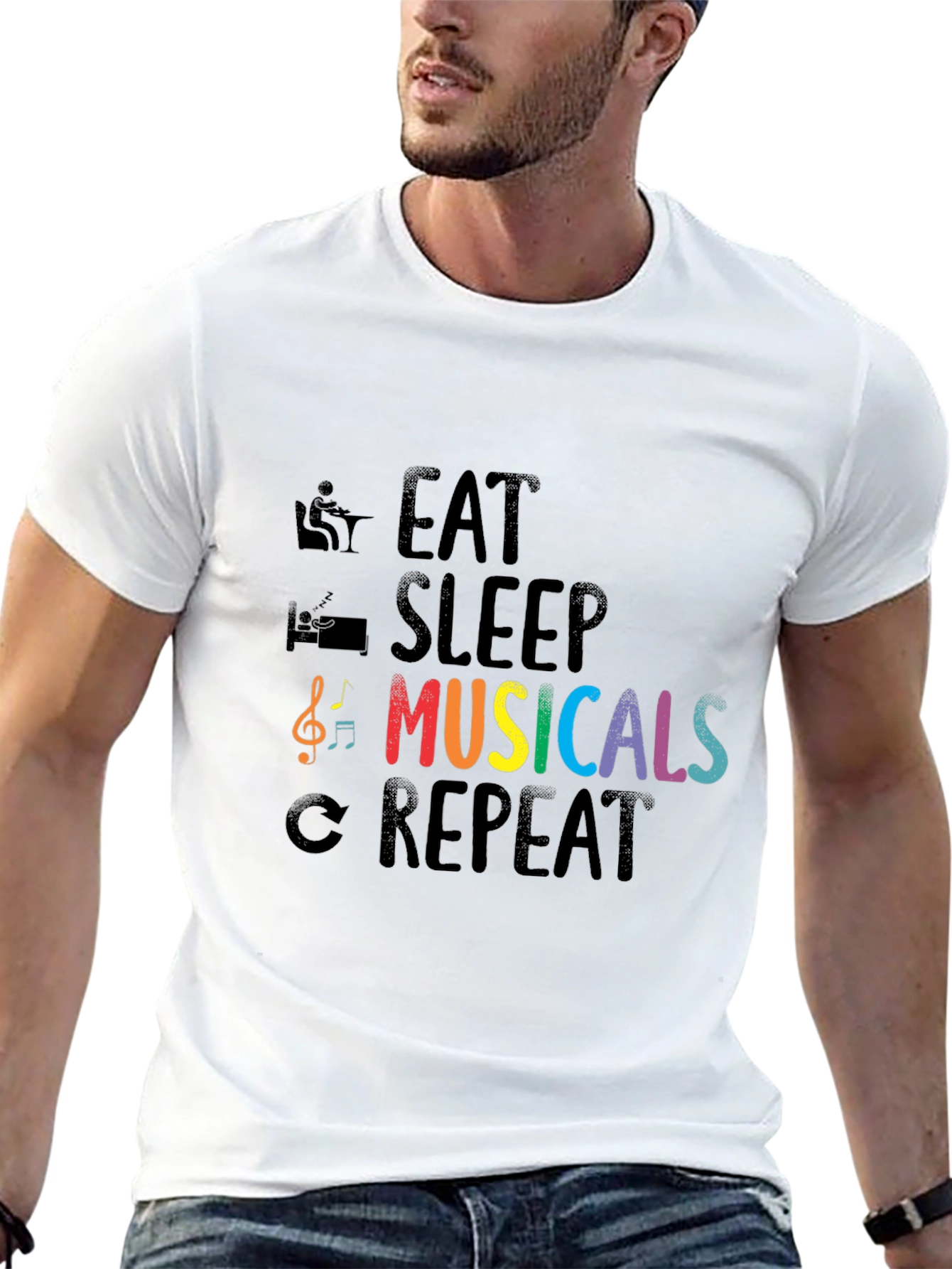 Eat Sleep Musicals Repeat T-Shirt - Music Lover Tee