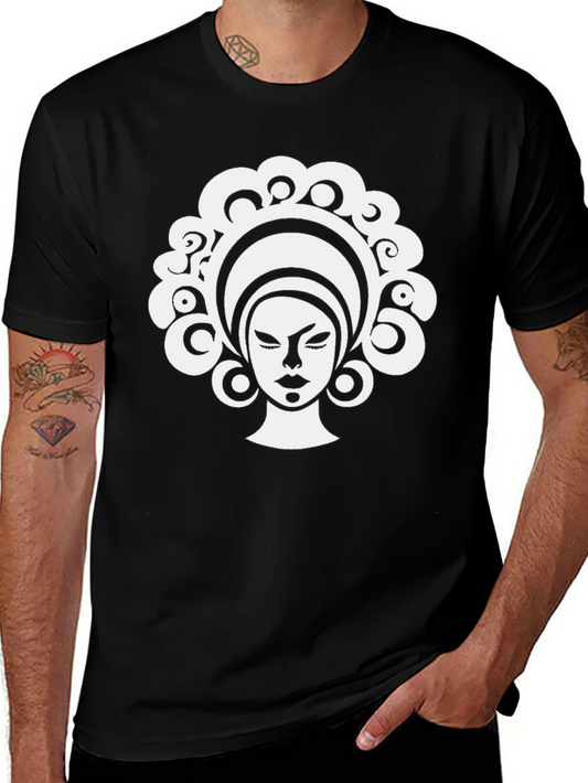 Black T-Shirt with Afro Woman Graphic