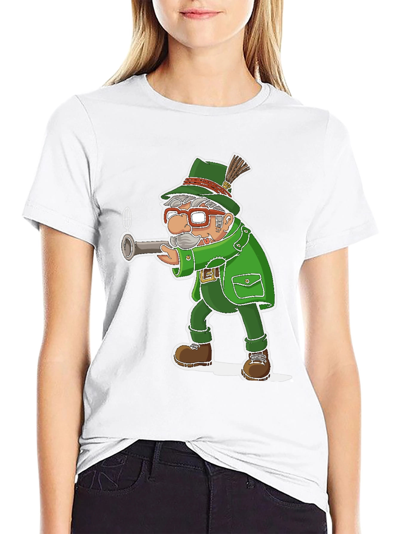 Cartoon Hunter Graphic T-Shirt