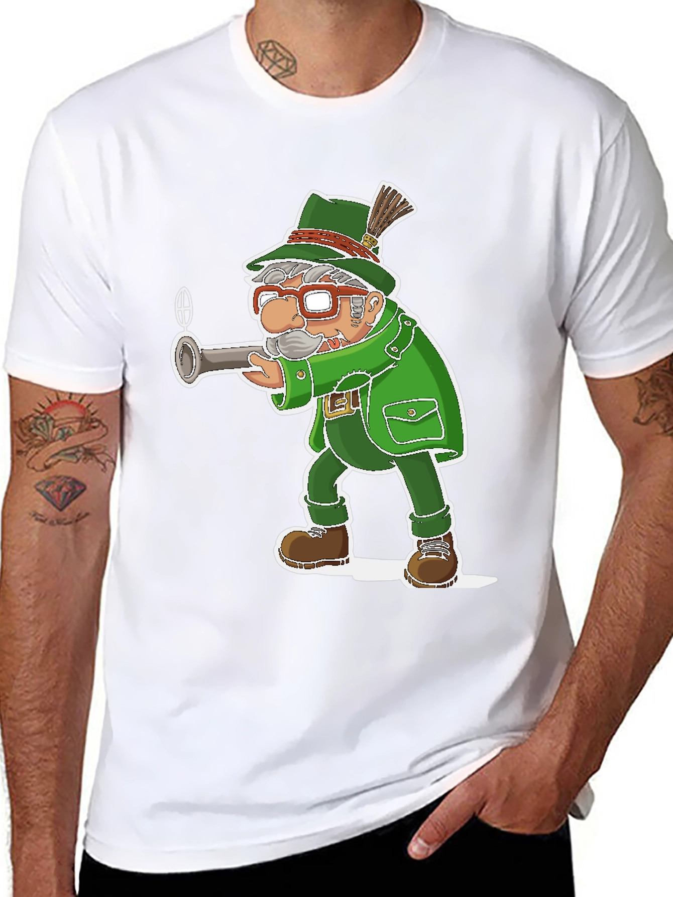 Cartoon Hunter Graphic T-Shirt