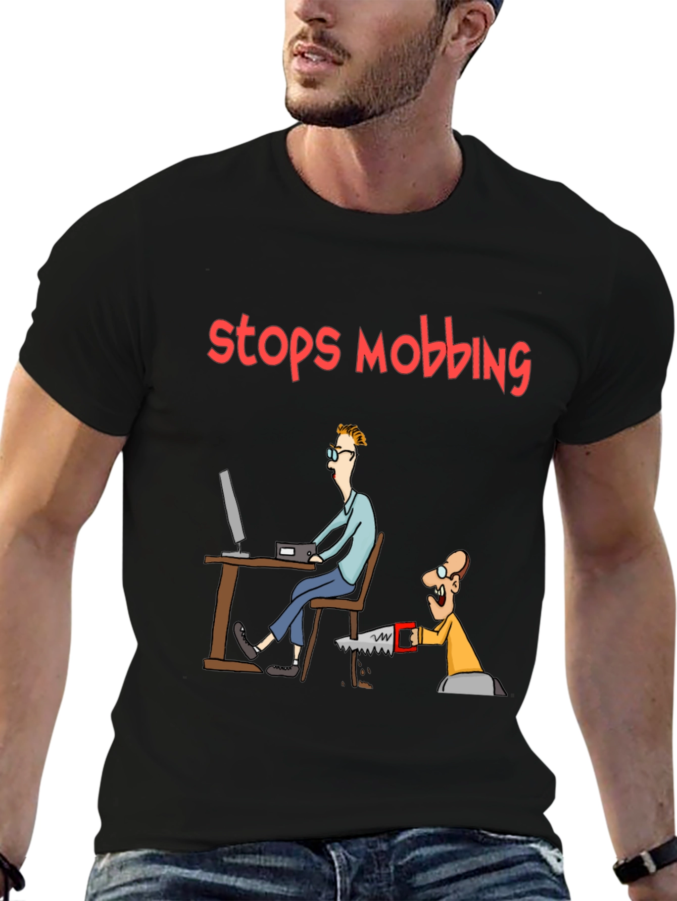 Stops Mobbing Funny Graphic T-Shirt