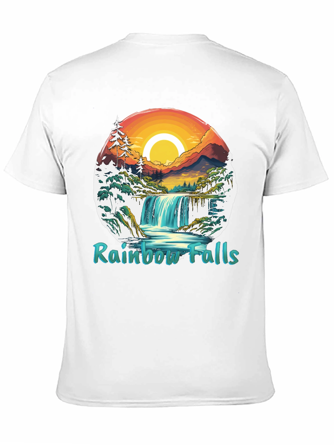 Rainbow Falls Graphic T-Shirt - Nature Landscape Tee