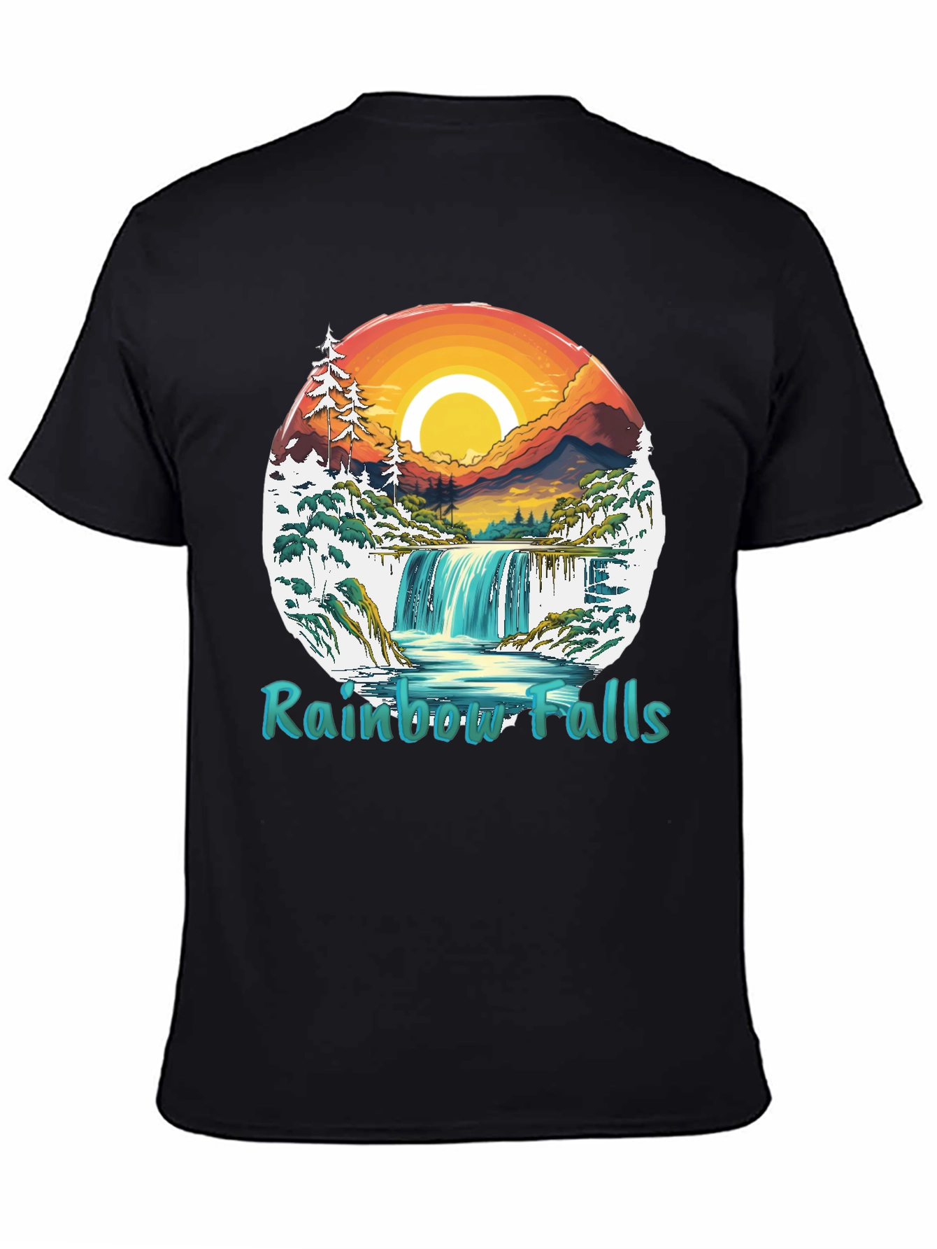 Rainbow Falls Graphic T-Shirt - Nature Landscape Tee